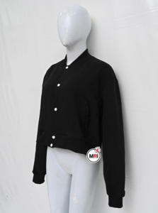 Premium 100% Cotton Fleece MRI Winter Coat High Quality Regular Sleeves Breathable Crop Style Jacket Crew Neck Button Decoration - Product Image 5