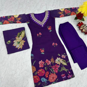 Latest Designer Faux Georgette Thread Work Kurti <b>Set</b> by FabZone - Product Image 1