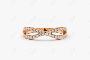 Pour le diamant naturel certifié GIA 14K or jaune Infinity empilable torsadé alliance Design Unique bijoux tendance de mariée - Product Image 2