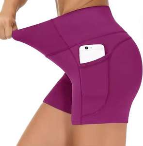 Mallas de yoga para mujer, pantalones cortos elásticos de secado rápido sin costuras para mujer, pantalones cortos informales con cintura alta para deportes - Product Image 2