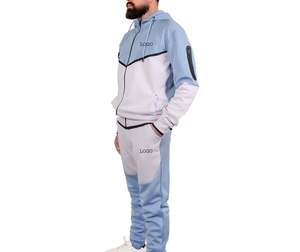 Ensembles de survêtements en tissu polyester pour hommes, ensembles de survêtements à panneaux coupés et cousus, fermeture à glissière avant pour hommes, vestes en polyester noir revêtement réfléchissant - Product Image 6
