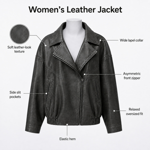 Chaqueta de Cuero Genuino para Mujer, Material Suave y Cómodo, Costuras Duraderas, Chaqueta de Motociclista Premium Personalizada - Product Image 6