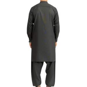 Traje Tradicional Pakistaní Shalwar Kameez para Hombre en Color Negro Carbón, Tela de Alta Calidad, Kurta Pajama de Diseñador, Logotipo Personalizado - Product Image 2