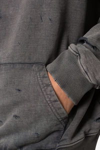 <b>Mens</b> Embroidered Tracksuit Printed Distressed Hoodie Flared Sweatpants Set Cotton Autumn Plain Dyed Acid Wash Oversized - Product Image 3