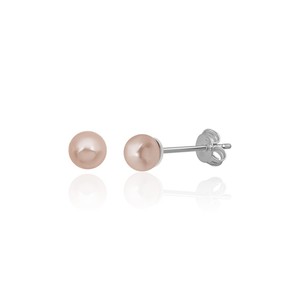 Nouveauté : Boucles d'oreilles en argent sterling 925 avec perle de coquillage rose de 4 mm, forme parfaite, provenance Turquie - Product Image 1