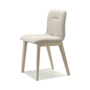 Upholstered Dining <b>Chair</b> with Beech Wood Legs, Fabric Padded <b>Shell</b>, for Restaurant Cafe Hotel, Made in Italy - Product Image 1