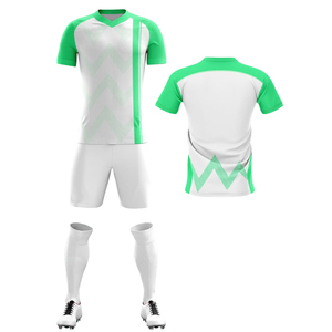 Ensemble de maillots et shorts de football personnalisables par sublimation, 100 % polyester, respirant, séchage rapide, design de maillot ajusté, équipement de football - Product Image 5