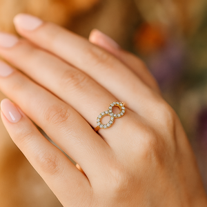 Bagues de luxe en or pur 18 carats, diamant rond naturel, magnifique bague infini, élégante, amour éternel, bijoux fins, cadeau d'anniversaire - Product Image 2