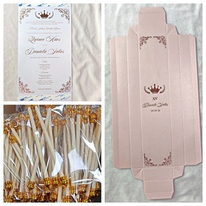 Inviti di Nozze Personalizzati in Rosa Pallido e Oro Rosa con Scatole e Nappine, Invito a Scorrimento <span class=keywords><strong>per</strong></span> Quinceañera e Festa dei 16 Anni - Product Image 2