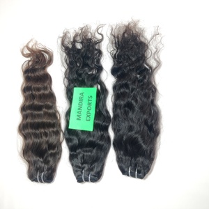 100% Remy Naturel Sud Indien Extensions de Cheveux Humains En Gros Vierge Vague Noir Couleur Double Trame Machine Ondulés Bundles HD Dentelle - Product Image 2