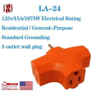 3 Way Outlet T Shaped Wall <strong>Plug</strong> Adapter 125V 15A Plastic Multi <strong>Plug</strong> Wall Outlet <strong>Extender</strong> - Product Image 2