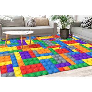 Colorful <b>Building</b> <b>Blocks</b> Rug: Non-Slip Kids Room Carpet,With Pile <b>Soft</b> Rug - Product Image 3