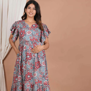 Robe de maternité en coton indien imprimé à la main pour femmes, tunique de maternité, robe d'hôpital, vêtements en gros - Product Image 1