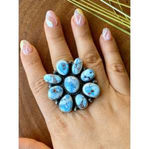 Tim Smith Golden Hill Wreath Accessories Bague à grappe en turquoise et argent sterling taille 9 - Product Image 2