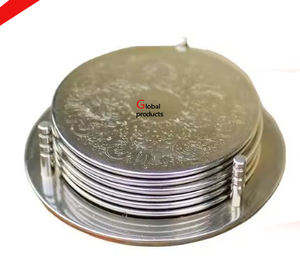 Posavasos de forma redonda con acabado dorado de aspecto real 2025 para restaurante y bar de hotel - Product Image 5