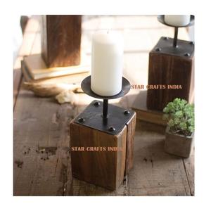 Metal With Wood Candle Stands in Varying Sizes Custom Candle Holder Has a 3 Pieces That Is Equipped with Wholesale Factory Price - Product Image 6