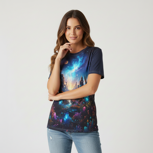 Women's Sweet Style Regular Fit Digital Printed Polyester Short Sleeve <b>T</b>-<b>Shirts</b> <b>Rainbow</b> Print Eco-Friendly Breathable Fabric - Product Image 5