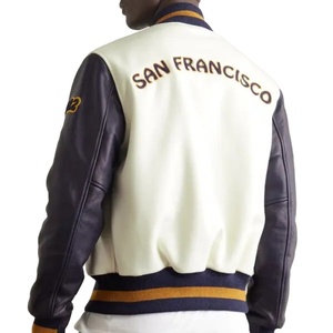 แจ็คเก็ตบอมเบอร์ทรงเลตเตอร์แมนสุดเทรนดี้ ผ้าวูล/โพลีเอสเตอร์/ผ้าแคนวาสคอตตอน 100% สวมใส่สบายสำหรับฤดูหนาว โลโก้ด้านหน้าปรับแต่งได้ ซับในผ้าฟลีซ - Product Image 2