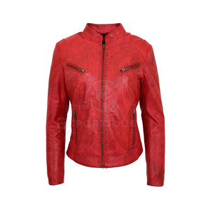 Wholesale <b>Genuine</b> <b>Leather</b> <b>Jacket</b> Outdoor Use <b>Leather</b> <b>Jacket</b> Stand Collar Women <b>Leather</b> <b>Jacket</b> - Product Image 6