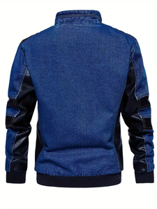 Nouvelle veste en jean décontractée coupe-vent à col montant multi-poches avec logo frontal pour homme, design tendance printemps-automne, best-seller - Product Image 3