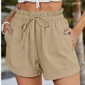 Pantalones cortos informales de verano para mujer, cintura alta, elásticos, transpirables, holgados, Color sólido, los últimos modelos de moda para gimnasio - Product Image 5