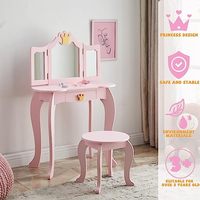 Coiffeuse et chaise pour enfants Coiffeuse de princesse avec miroir amovible à trois volets