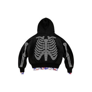 Conjunto Deportivo Personalizado de Otoño, Estilo Urbano, de Algodón, Holgado, con Cremallera, Estampado Puff, Sudadera con Capucha, Pantalones Acampanados, Conjunto de Jogger de Felpa para Hombre - Product Image 4