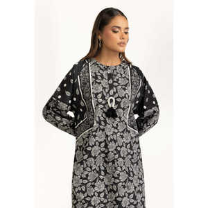 Ensemble coordonné bohème noir en satin imprimé pour femme, taille XS, tenue deux pièces pour le bureau, printemps/été, nouveauté, 3 pièces - Product Image 1