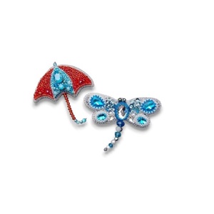 Red Heart with Crystal Embroidered Brooch Hand Embroidery and Bullion Wire Beaded Fashion Brooch - Product Image 3