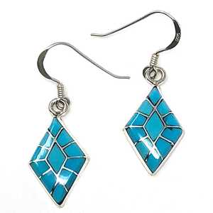 Pendientes con incrustaciones de turquesa Zuni de Epaloose Charm Pendientes con ajuste de bisel para fiestas de aniversarios y regalos - Product Image 1