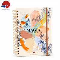 Carnet de notes personnalisé à couverture rigide avec bord doré, spirale, intercalaires, pochette et pages autocollantes