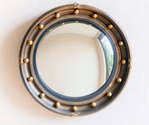 Espejo de Pared Convexo Redondo Estilo Antiguo con Acabado Bronceado - Product Image 1