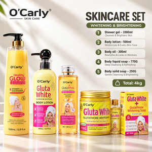 O'Carly <span class=keywords><strong>Guta</strong></span> 5-in-1 Glutathion Niacinamid Hautpflege-Set Aufhellendes Peeling-Körperpflege-Kit Gel-Dusche für Dunkle Haut - Product Image 3