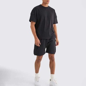 ชุดกีฬาฤดูร้อนใหม่สำหรับผู้ชาย เสื้อยืดแขนสั้นและกางเกงขาสั้น ชุดสองชิ้น ชุดคู่ ยูนิเซ็กซ์ ผ้าฝ้าย ชุดลำลองถักนิตติ้ง - Product Image 2