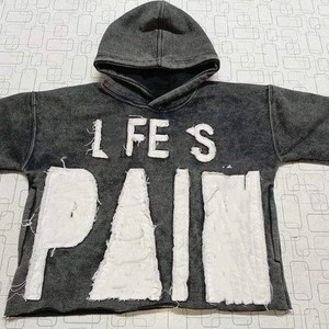 Ropa superventas bordada con lavado ácido apliques desgastados parche bordado sudaderas con capucha Sun Faded Hoodie - Product Image 2