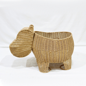 Organisateur de jouets en osier en forme d'hippopotame fait à la main pour chambre d'enfants et décor de pépinière - Product Image 4