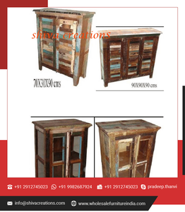 Armoire en verre récupéré de haute qualité meubles en bois vieilli pour la maison élégante chambre salon en vrac en gros extensible - Product Image 6