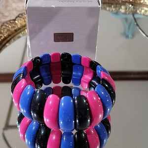 Pulsera de varilla de resina de estilo indio de alta calidad, varios colores en brazaletes de latón de moda, accesorios de joyería para mujeres y niñas - Product Image 1