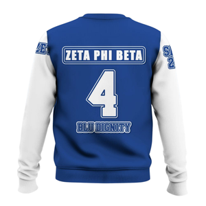 Sweat-shirt à col rond pour femmes Zeta Phi Beta Sorority, grec, 1920, bleu, broderie en polaire - Product Image 2