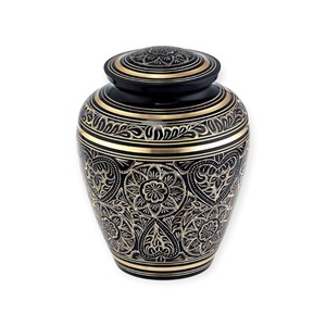 Green Marble Finish Keepsake Urn with Sleek White Band and Contemporary <b>Memorial</b> Design - Product Image 2