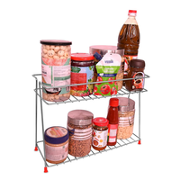 Support de rangement décoratif en métal à deux niveaux pour fruits, épices et légumes pour la cuisine et la table, le restaurant et l'hôtel