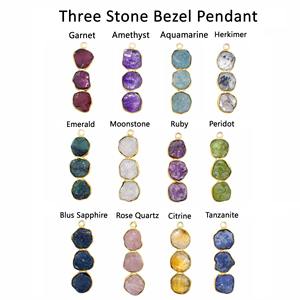 Colgante de Piedra Preciosa de Granate Natural en Bruto, Pequeño Amuleto de Tres Piedras, Engaste de Bisel Hecho a Mano, Joyería de Piedra Natal para Mujer - Product Image 6