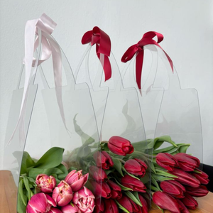 Clear Rigid PVC <b>Flower</b> Tote <b>Bag</b> with Die-Cut Handle Durable Silk Screen Printed Gift Packaging for <b>Florists</b> & Boutiques Reusable - Product Image 4