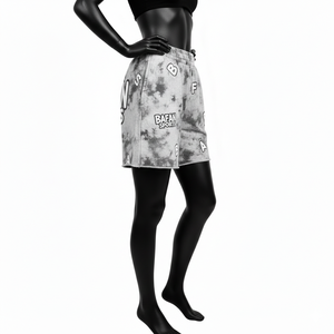 Shorts en molleton de coton épais 300 GSM, délavé à l'acide, gris noir, look rétro, logo personnalisé sérigraphié, vêtements décontractés pour femmes - Product Image 3