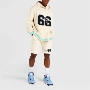 ชุดเซ็ตเสื้อฮู้ดดี้และกางเกงขาสั้นลายกราฟิก รุ่น 66 สไตล์ยูนิเซ็กซ์ ผ้าฟลีซ ชุดลำลองแนวสตรีทแวร์ ชุดสองชิ้นเข้าชุด - Product Image 6