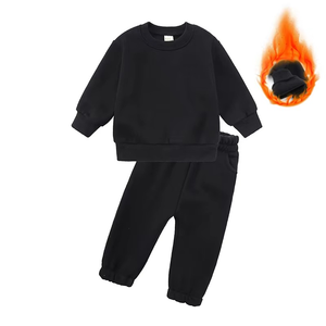 Automne décontracté Logo personnalisé chaud polaire enfants vêtements 2 pièces hiver enfants unisexe sweats à capuche survêtement - Product Image 5