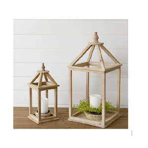 Candelabro de linterna de madera personalizado granja velas de madera linterna decorar artículo para la venta caliente - Product Image 5