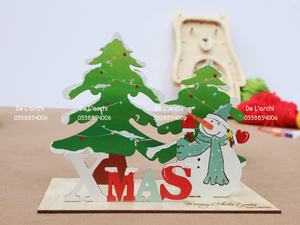 Sofisticado DIY 3D Folk Art Laser-cut UV-Printed Plywood Tabletop Juego de decoración de Navidad con base hecha de madera - Product Image 4