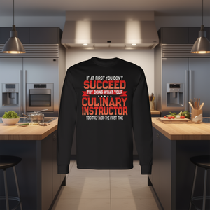 Camiseta de manga larga con cita de instructor culinario, diseño divertido de escuela de cocina - Product Image 3