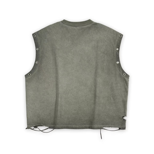 Customized Streetwear Sleeveless Tshirts Custom DTG Printing Acid Washed 100% Cotton Breathable Tank Tops for Men - Product Image 2